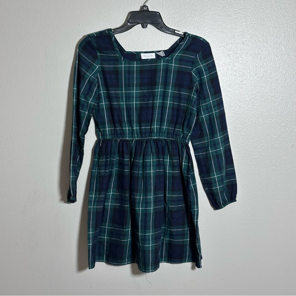 The Children’s Place‎ Plaid Green/Blue Kids Dress Long Sleeve Holiday size 10/12